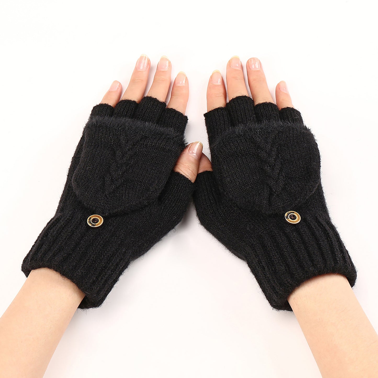 Mitaines en Laine pour Femme - Gants Tricotés à Demi-Doigts Chauds et Élégants