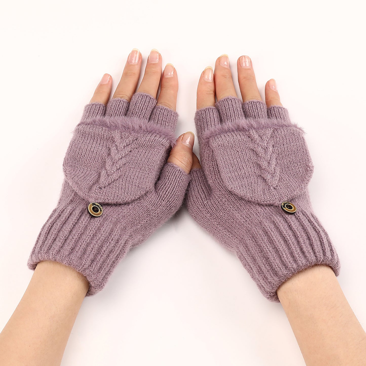 Mitaines en Laine pour Femme - Gants Tricotés à Demi-Doigts Chauds et Élégants