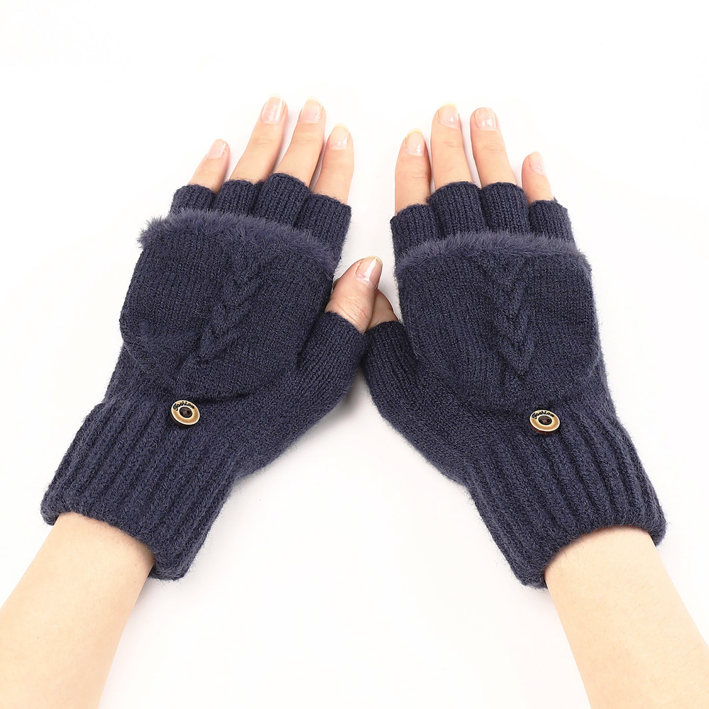 Mitaines en Laine pour Femme - Gants Tricotés à Demi-Doigts Chauds et Élégants