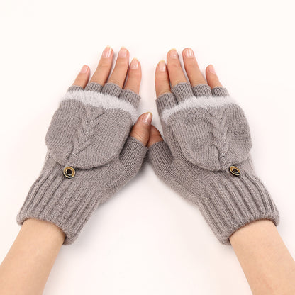 Mitaines en Laine pour Femme - Gants Tricotés à Demi-Doigts Chauds et Élégants