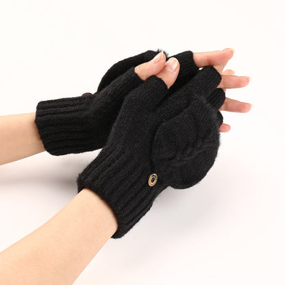 Mitaines en Laine pour Femme - Gants Tricotés à Demi-Doigts Chauds et Élégants