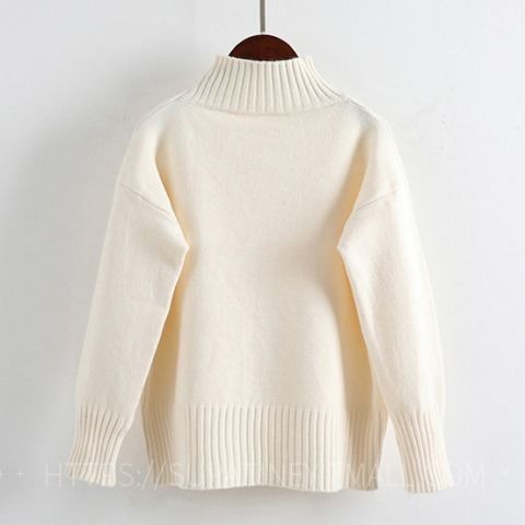 Pull Col Roulé Blanc pour Femme