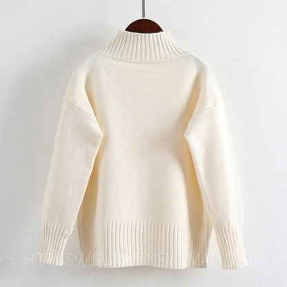 Pull Col Roulé Blanc pour Femme