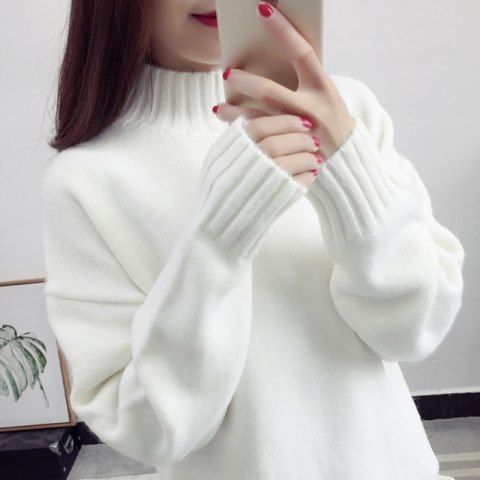 Pull Col Roulé Blanc pour Femme