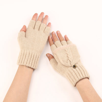 Mitaines en Laine pour Femme - Gants Tricotés à Demi-Doigts Chauds et Élégants