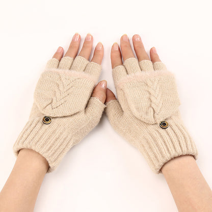 Mitaines en Laine pour Femme - Gants Tricotés à Demi-Doigts Chauds et Élégants